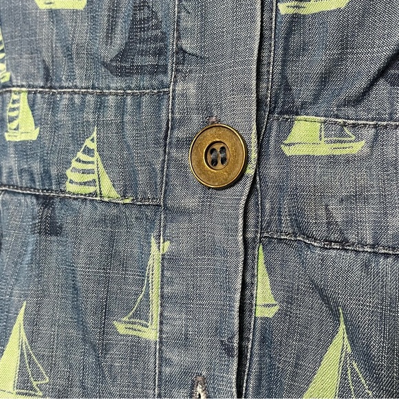 Anthropologie Dress Denim Chambray Nautical‎ Boats Porridge size 4 w/ Pockets - Picture 3 of 10